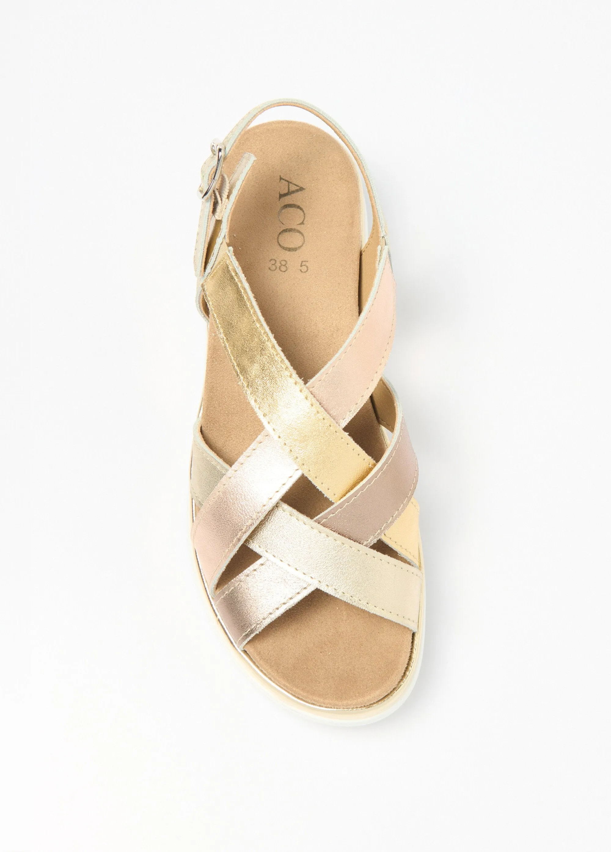 Wide width multi-strap wedge sandals