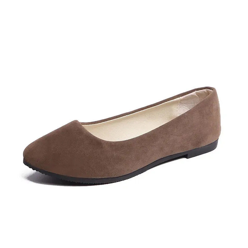 Women Flats Slip on Flat Shoe Candy Color Pointed Toe Female Loafers Plus Size Shoes Woman Spring Faux Suede Ladies Ballet Flats