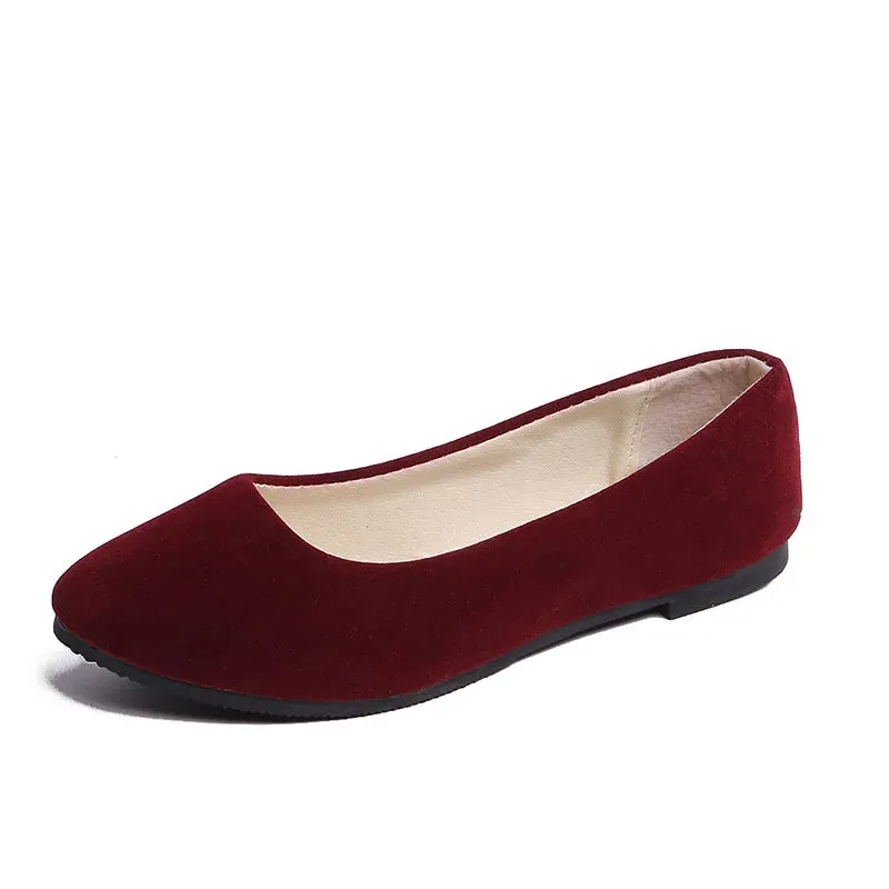 Women Flats Slip on Flat Shoe Candy Color Pointed Toe Female Loafers Plus Size Shoes Woman Spring Faux Suede Ladies Ballet Flats