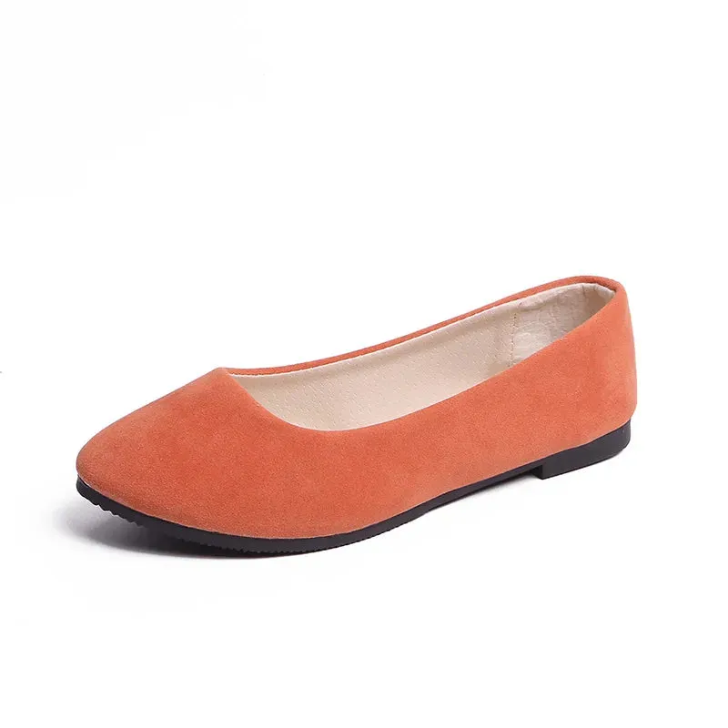 Women Flats Slip on Flat Shoe Candy Color Pointed Toe Female Loafers Plus Size Shoes Woman Spring Faux Suede Ladies Ballet Flats