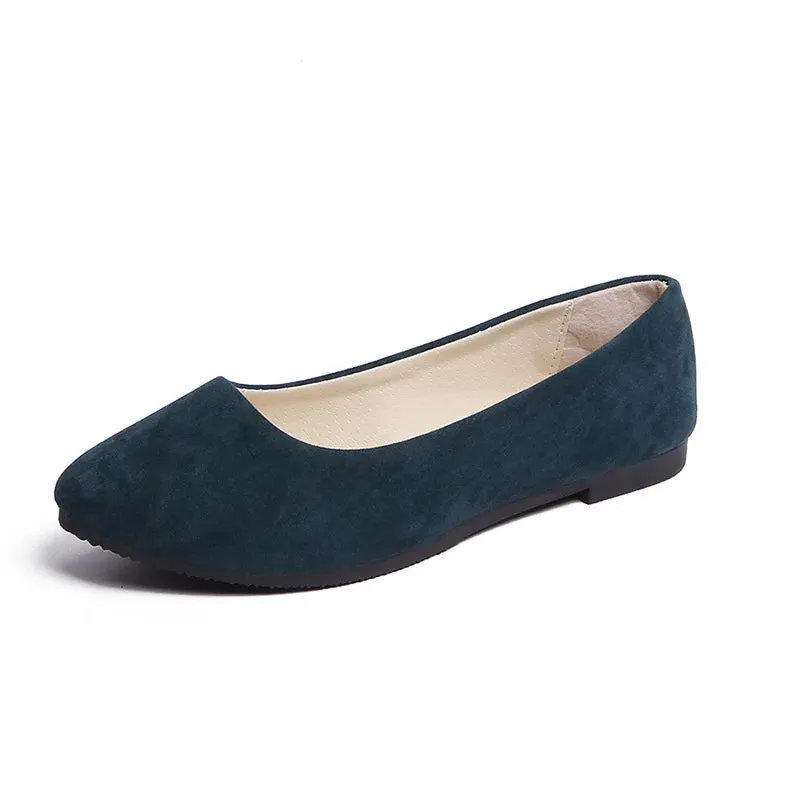 Women Flats Slip on Flat Shoe Candy Color Pointed Toe Female Loafers Plus Size Shoes Woman Spring Faux Suede Ladies Ballet Flats