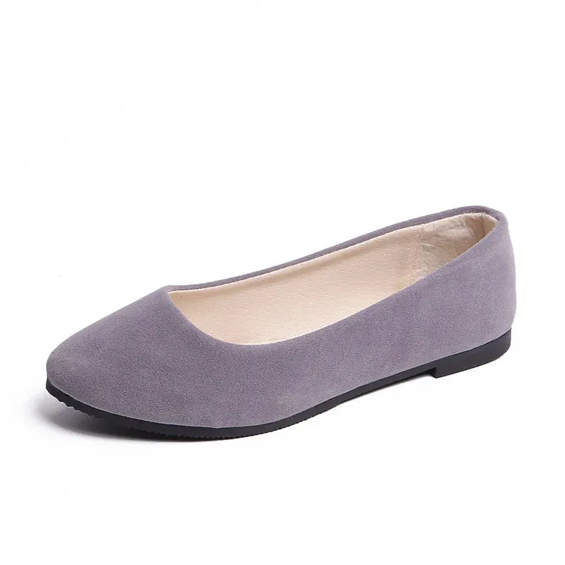 Women Flats Slip on Flat Shoe Candy Color Pointed Toe Female Loafers Plus Size Shoes Woman Spring Faux Suede Ladies Ballet Flats