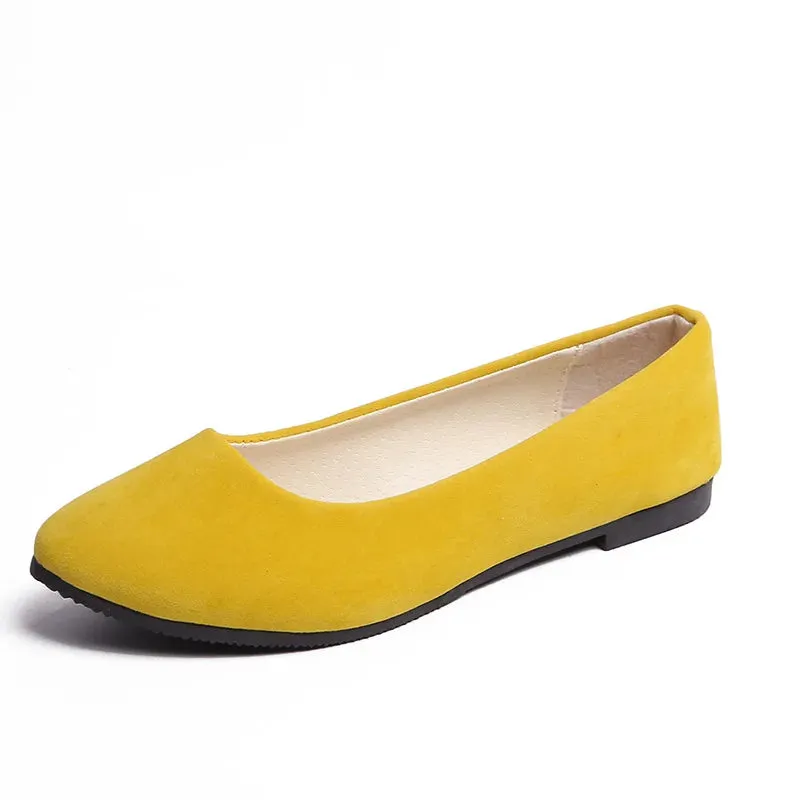 Women Flats Slip on Flat Shoe Candy Color Pointed Toe Female Loafers Plus Size Shoes Woman Spring Faux Suede Ladies Ballet Flats
