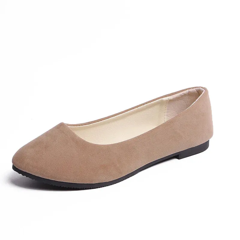 Women Flats Slip on Flat Shoe Candy Color Pointed Toe Female Loafers Plus Size Shoes Woman Spring Faux Suede Ladies Ballet Flats