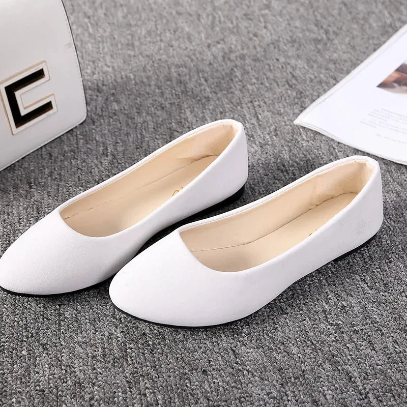 Women Flats Slip on Flat Shoe Candy Color Pointed Toe Female Loafers Plus Size Shoes Woman Spring Faux Suede Ladies Ballet Flats