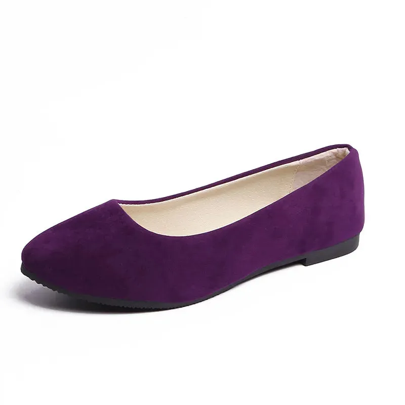 Women Flats Slip on Flat Shoe Candy Color Pointed Toe Female Loafers Plus Size Shoes Woman Spring Faux Suede Ladies Ballet Flats