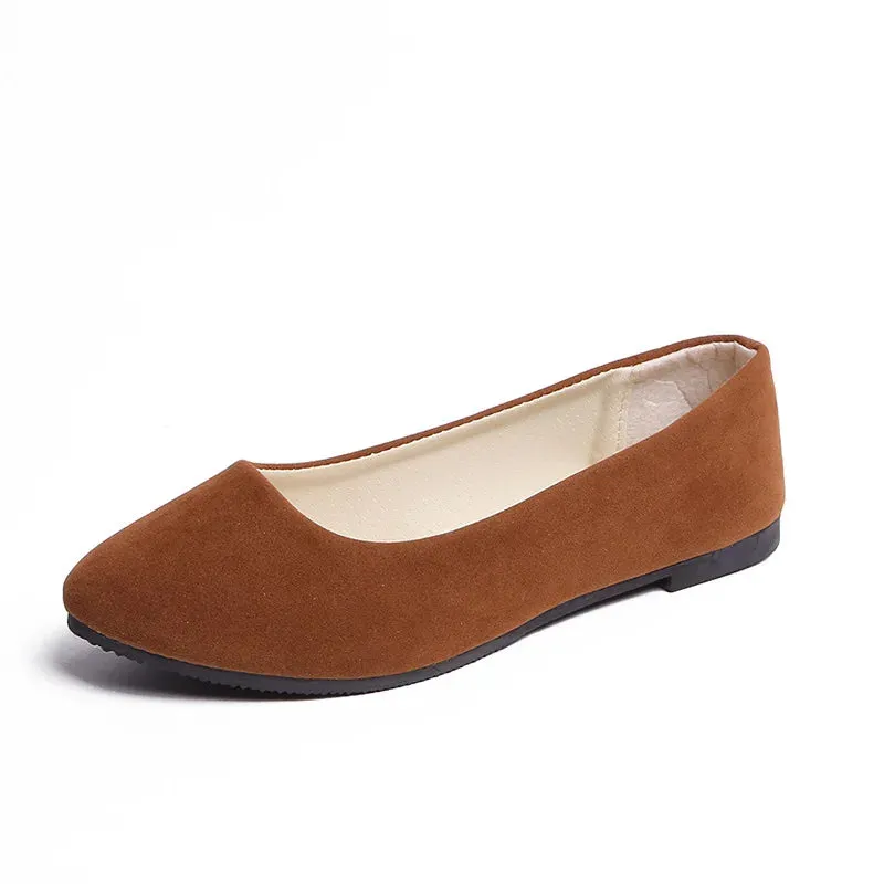 Women Flats Slip on Flat Shoe Candy Color Pointed Toe Female Loafers Plus Size Shoes Woman Spring Faux Suede Ladies Ballet Flats