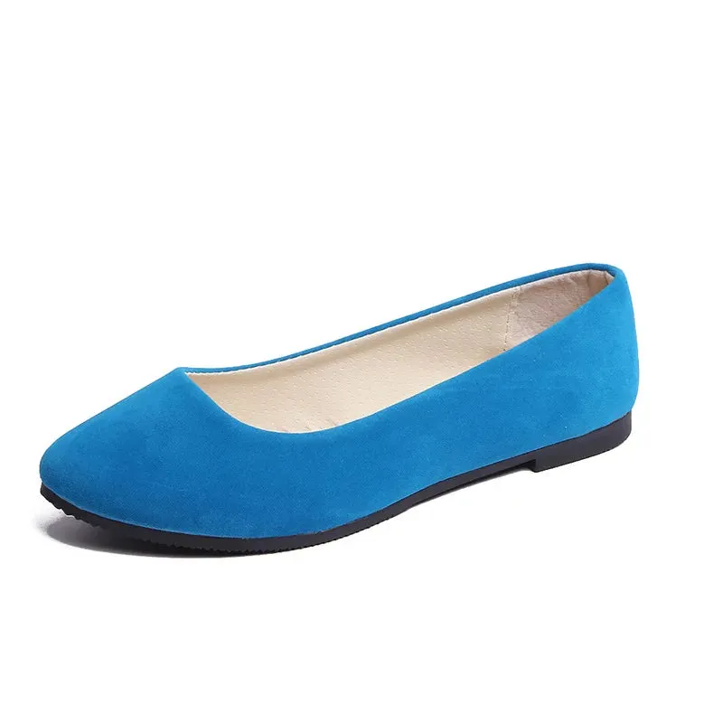 Women Flats Slip on Flat Shoe Candy Color Pointed Toe Female Loafers Plus Size Shoes Woman Spring Faux Suede Ladies Ballet Flats