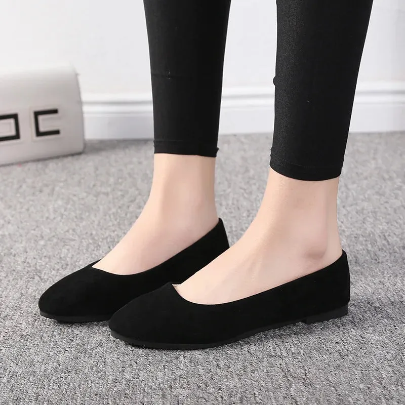 Women Flats Slip on Flat Shoe Candy Color Pointed Toe Female Loafers Plus Size Shoes Woman Spring Faux Suede Ladies Ballet Flats