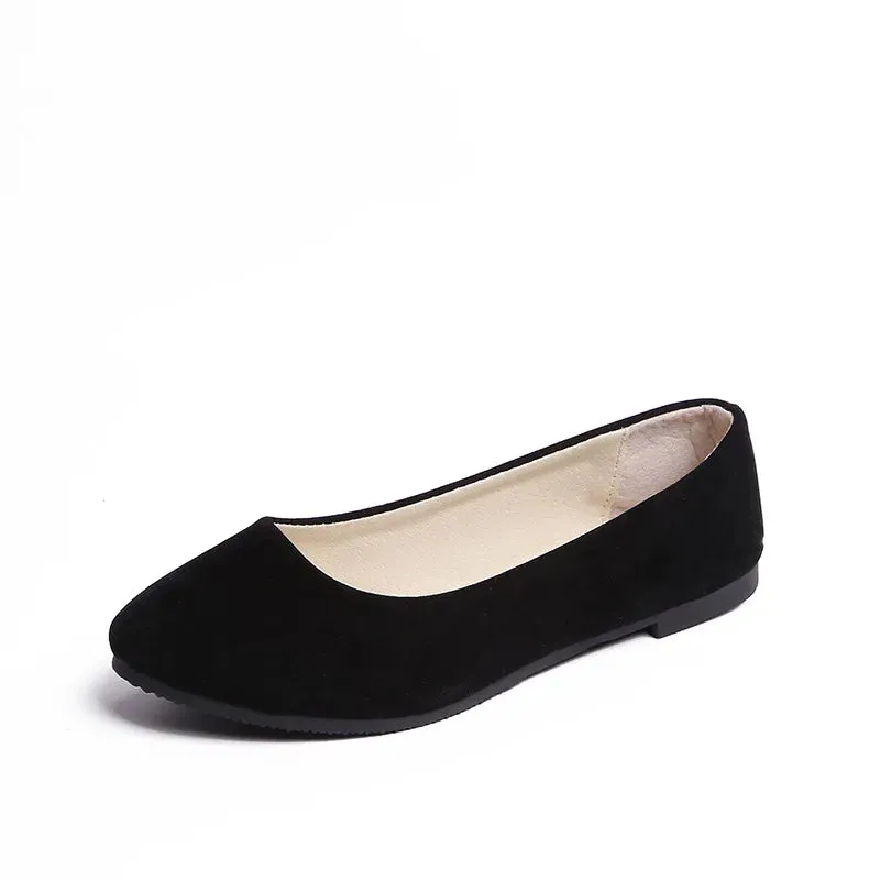 Women Flats Slip on Flat Shoe Candy Color Pointed Toe Female Loafers Plus Size Shoes Woman Spring Faux Suede Ladies Ballet Flats