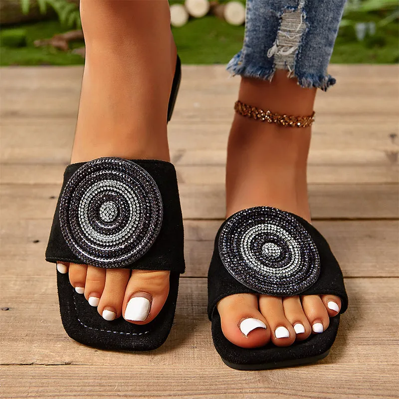 Women's Evil Eye Rhinestones Adorned Sandals