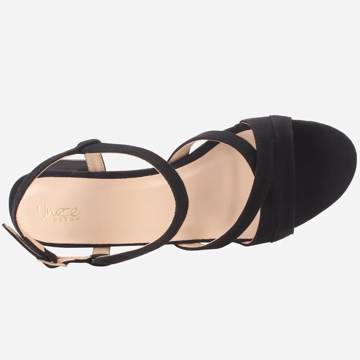 Womens "SAVON" Crossover Strap Block Heeled Sandals