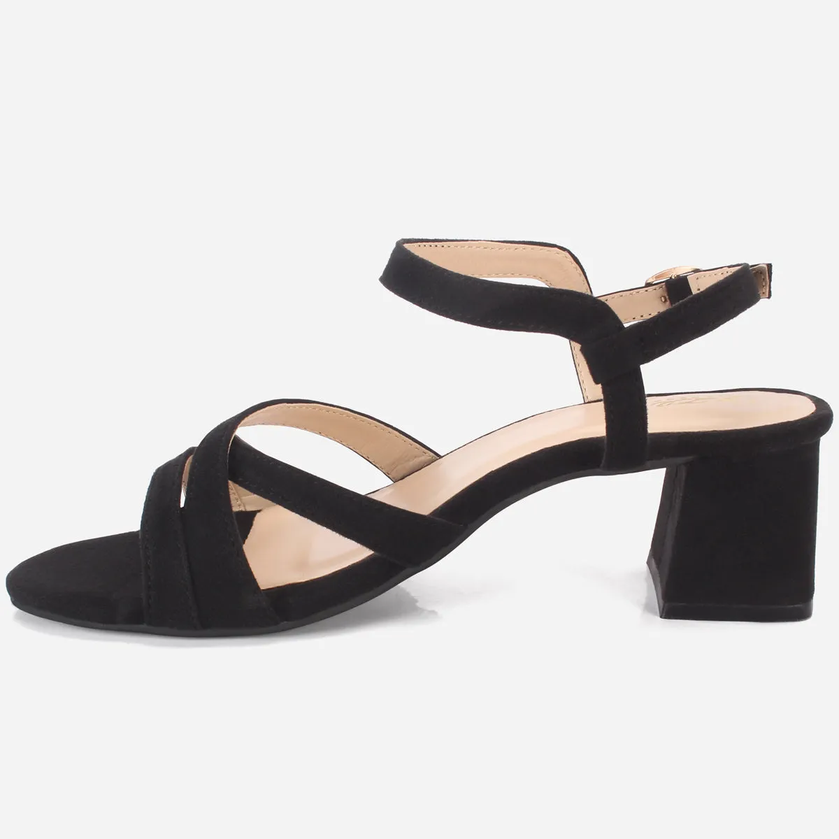 Womens "SAVON" Crossover Strap Block Heeled Sandals