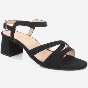 Womens "SAVON" Crossover Strap Block Heeled Sandals