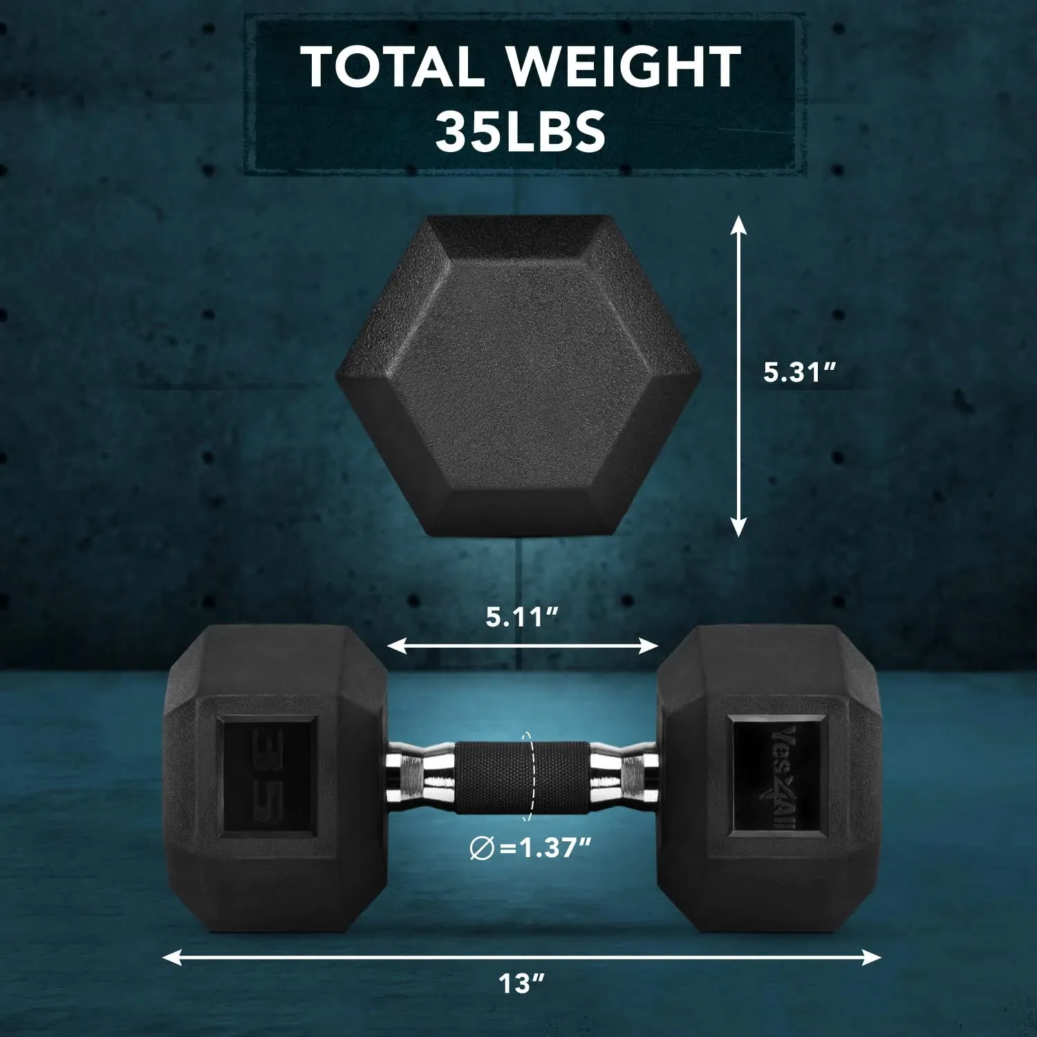Yes4All Rubber Grip Encased Hex Dumbbells