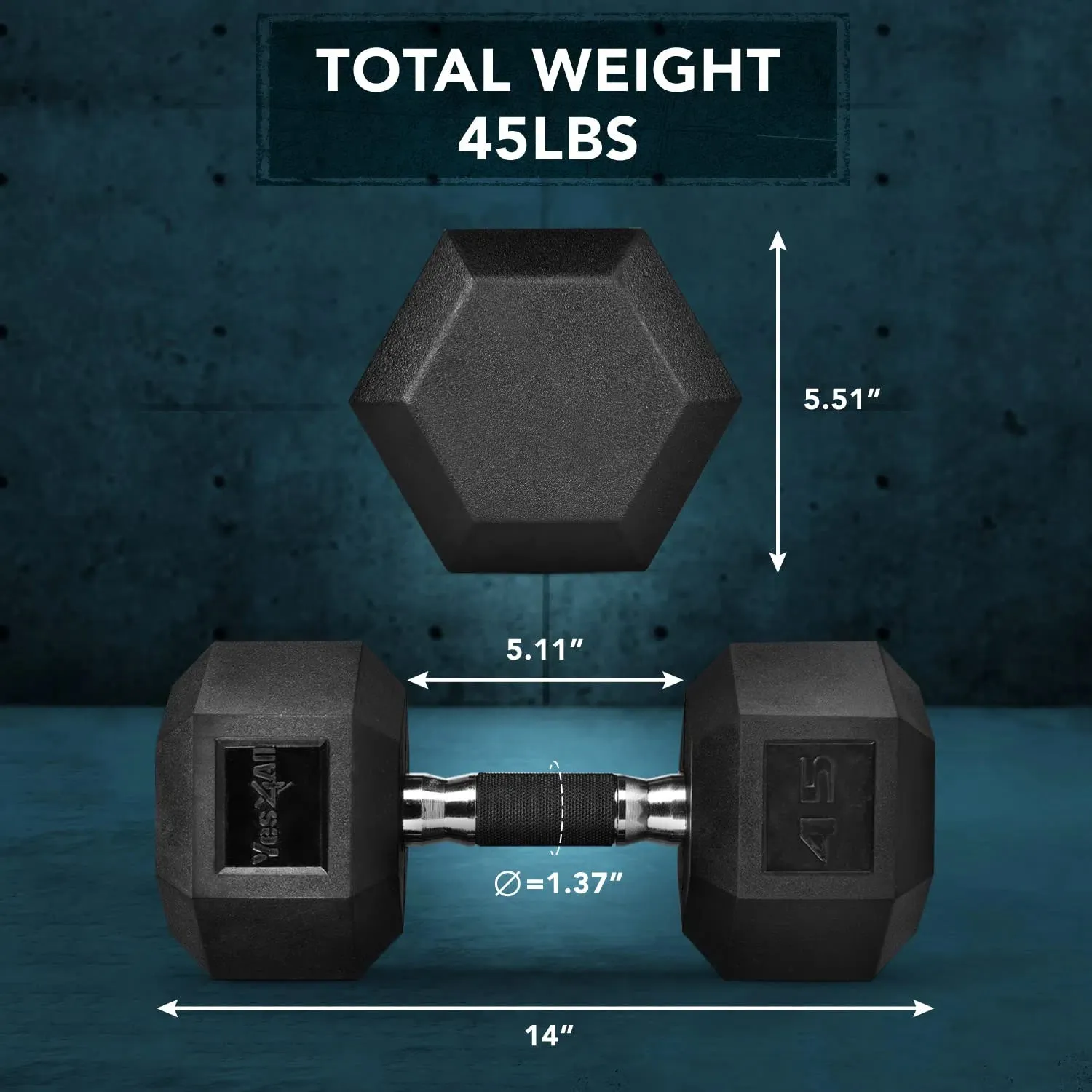 Yes4All Rubber Grip Encased Hex Dumbbells